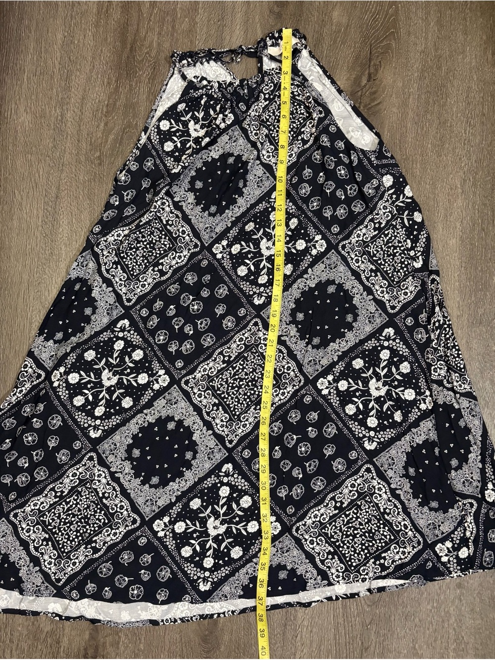 Loft Sleeveless Sundress Med Navy Bandana Print Racer Neck Pockets Keyhole Back - Picture 11 of 11